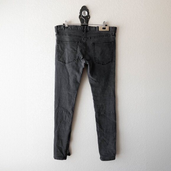 MNML Men’s Black Skinny Jeans Size 32 Ankle Zip Button Fly Streetwear Denim - Picture 5 of 7